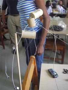 Balancer made with corks, wires and weights